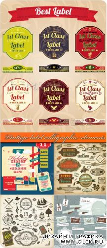 Винтажные этикетки и элементы дизайна | Vintage label calligraphic elements and page decoration