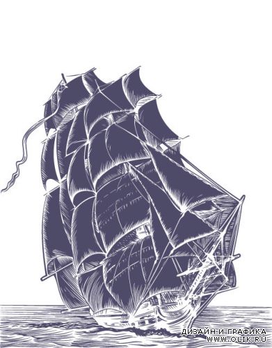 Геральдический корабль с парусом (Вектор)