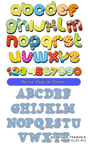 Детские латинские буквы и цифры алфавит (Вектор)