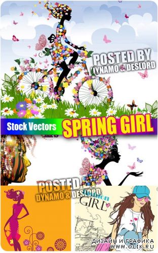 Девушка - весна - Векторный клипарт