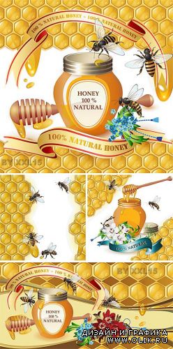 Backgrounds with bees and honey