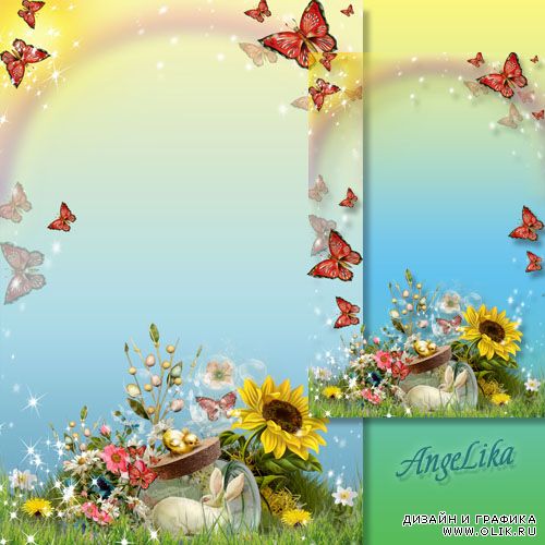 Рамка для фото - Бабочки на летней поляне, бабочки