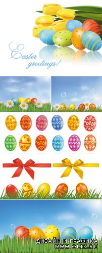 Easter Greetings with Eggs Vector