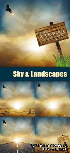 Cloudy Sky & Landscapes Vector