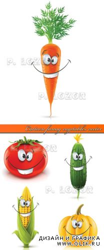 Мультяшки овощи | Cartoon funny vegetables vector
