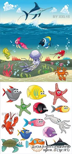 Cartoon marine life