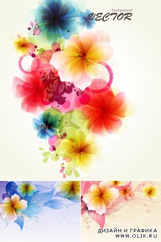 Многоцветные абстрактные цветы в векторе