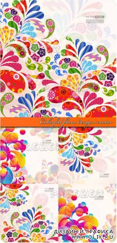 Флора цветной дизайн | Colorful flora design vector