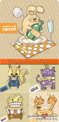Забавные мультяшные животные часть 6 | Funny cartoon animals vector set 6