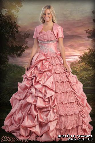 Розовое шелковое платье