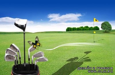A large green field for the game of golf psd for PHSP