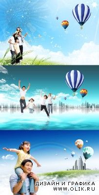 Large striped balloons in the sky psd for PHSP