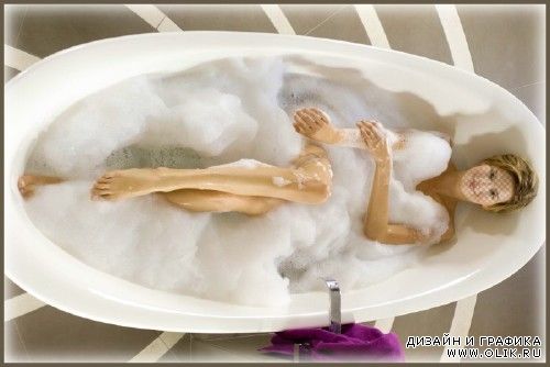Женский фотошаблон - Девушка в ванне