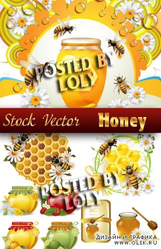Мед и Пчелки - Векторный клипарт