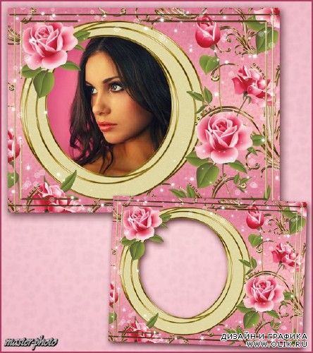 Цветочная рамка для фотошопа – Коктейль из роз