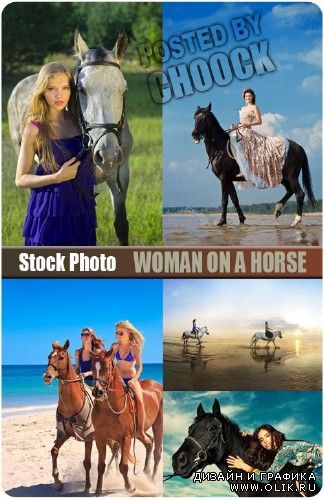 Девушка на лошади - растровый клипарт