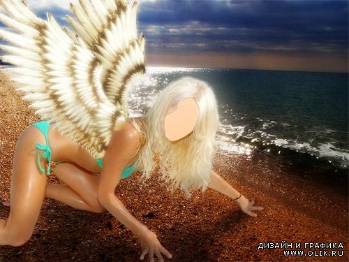 PSD исходник - Девушка с крыльями