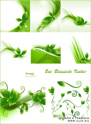 Экологические листья с кружевными усами (Вектор)