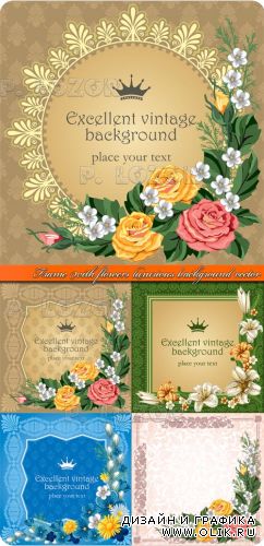 Рамки с цветами | Frame with flowers luxurious background vector