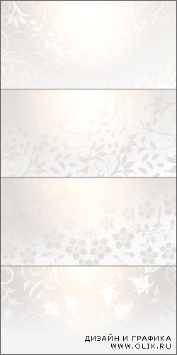 Белый фон с серым цветочным узором (Вектор)