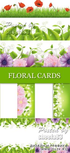 Summer Floral Cards Vector