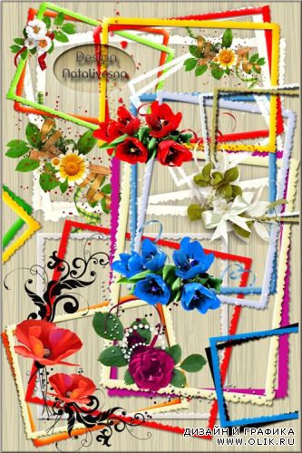 Рамки – вырезы с цветами