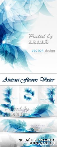 Abstract Blue Flowers Vector