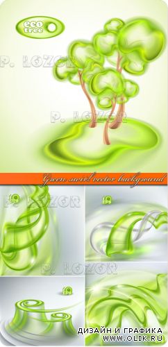 Зелёные завихрения | Green swirl vector background