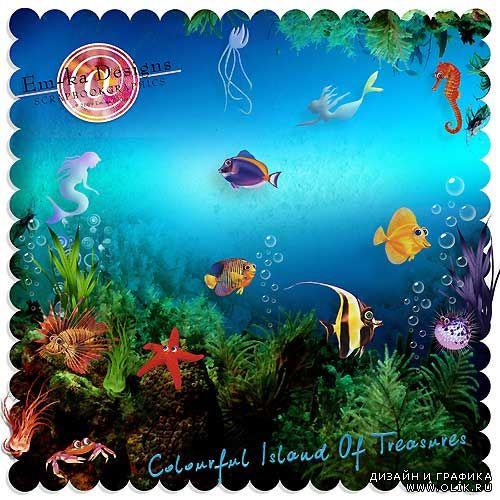 Морской скрап-набор - Красочный остров сокровищ