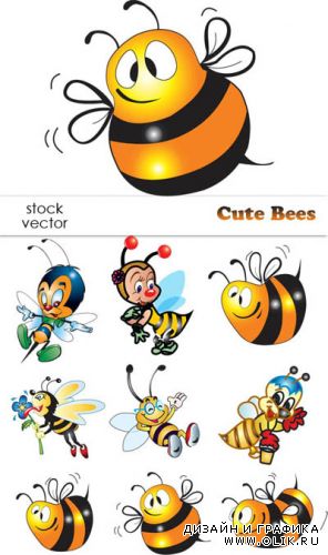 Милые пчелки в векторе