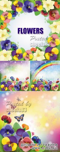 Colorful Flowers Backgrounds Vector