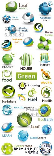 Glossy Nature Icons Vector