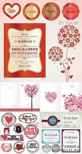 Wedding invitation cards and elements