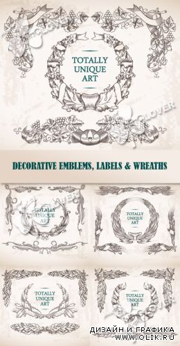Decorative emblems, labels and wreaths 0260