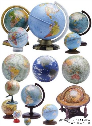Коллекция глобусов в PSD