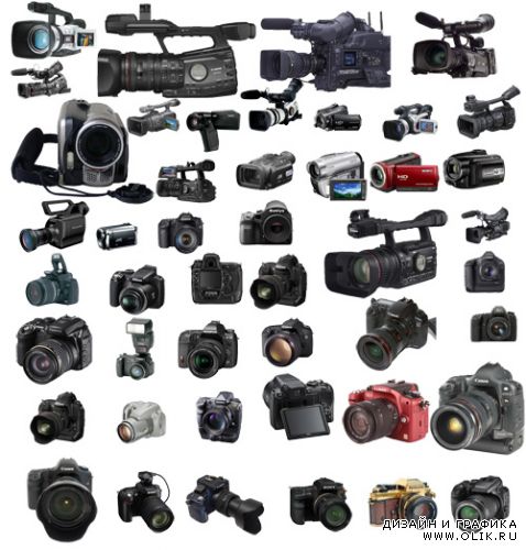 Набор клипартов для фотошопа - Фото и кинокамеры