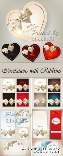 Elegant Invitations with Ribbons Vector
