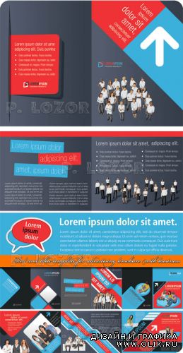 Красно синие бизнес шаблоны | Red and blue template for advertising brochure with business people vector