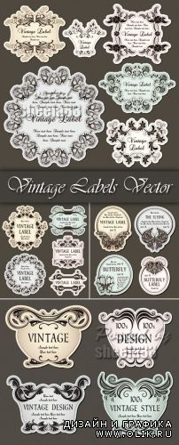 Vintage Floral Labels Vector