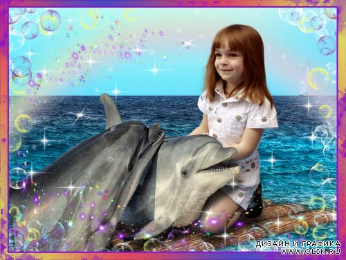 Шаблон для фотошопа "Дельфины"