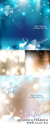 Christmas background with snowflakes and reindeer 0265