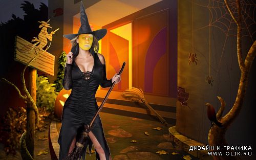 Женский шаблон для фото - костюм для хэллоуин
