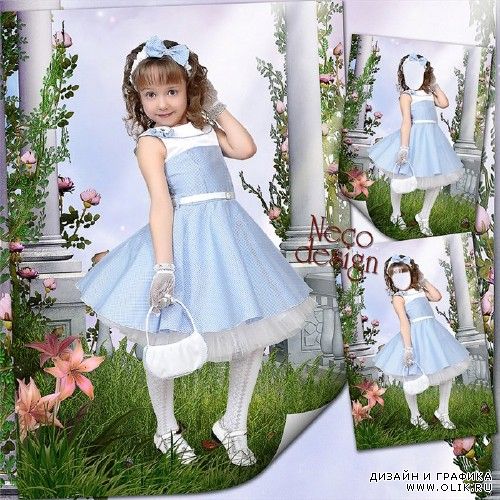 Шаблон детский для девочки - Маленькая модница в саду