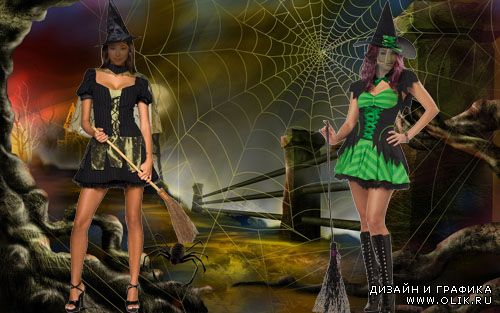 Шаблоны для фотошопа женские - костюмы для хэллоуин