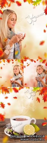 Woman and autumn leaves 0276