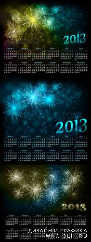 Glowing Abstract Calendars 2013 Vector