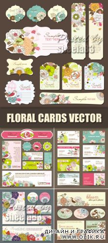 Vintage Floral Cards Vector 2