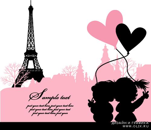 Vector - France Paris Love / Франция Париж Любовь