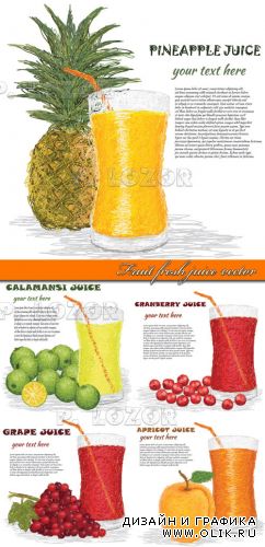 Фруктовый сок| Fruit fresh juice vector