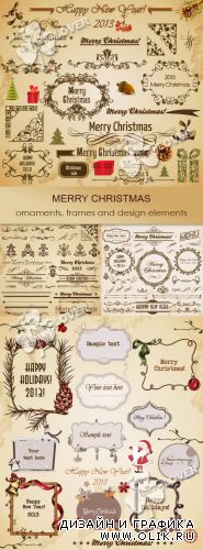 Merry Christmas ornaments, frames and design elements 0295
